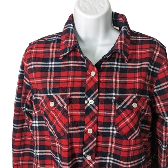 Weatherproof Vintage Plaid Flannel Button Down Shirt Lumberjack Red/Blue - Picture 2 of 7